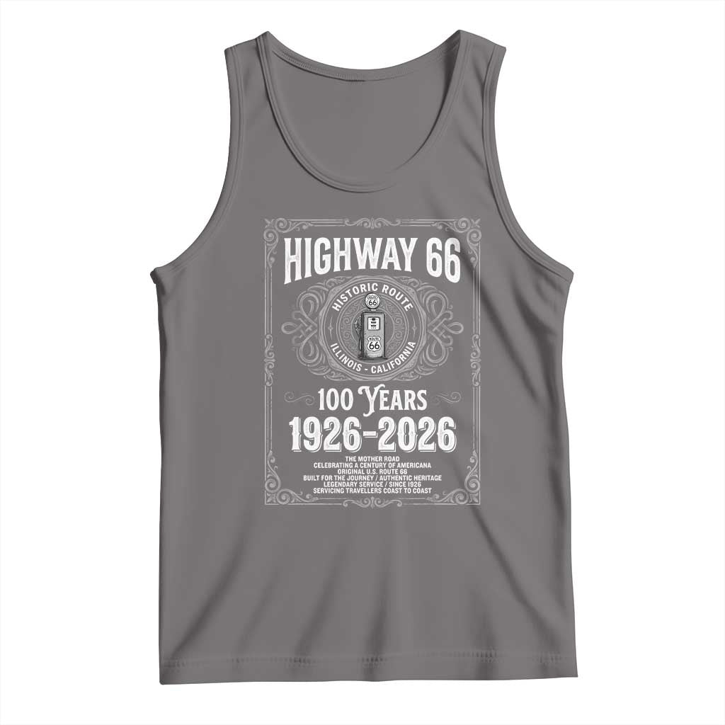 Historic Mother Road Highway 66 Tank Top Centennial 1926-2026 Classic Gas Pump Filigree Graphic TS02 Deep Heather Print Your Wear