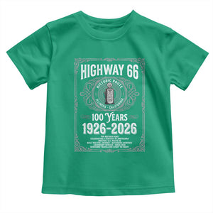 Historic Mother Road Highway 66 Toddler T Shirt Centennial 1926-2026 Classic Gas Pump Filigree Graphic TS02 Irish Green Print Your Wear