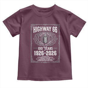 Historic Mother Road Highway 66 Toddler T Shirt Centennial 1926-2026 Classic Gas Pump Filigree Graphic TS02 Maroon Print Your Wear