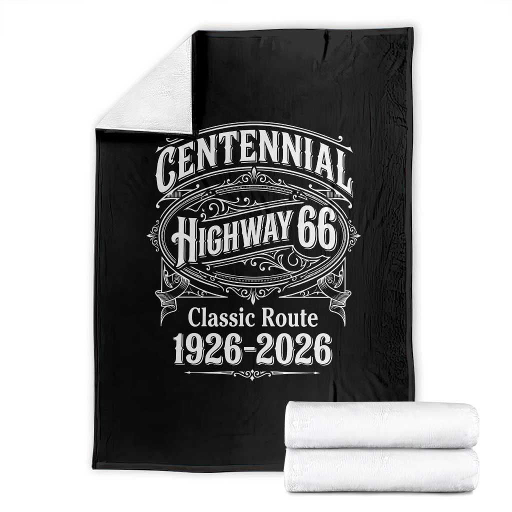 America Highway 66 Centennial 1926-2026 Classic Route Throw Blanket Vintage The Mother Road Victorian Filigree Graphic TS02 Black Print Your Wear