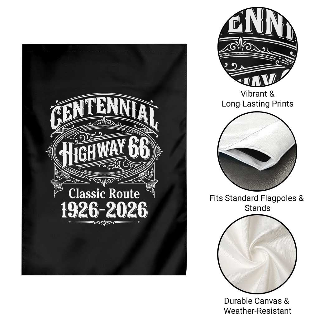 America Highway 66 Centennial 1926-2026 Classic Route Garden Flag Vintage The Mother Road Victorian Filigree Graphic TS02 Print Your Wear