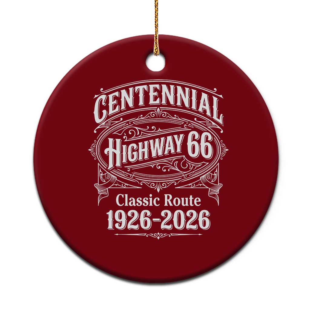America Highway 66 Centennial 1926-2026 Classic Route Ceramic Ornament Vintage The Mother Road Victorian Filigree Graphic TS02 1pc Red Print Your Wear