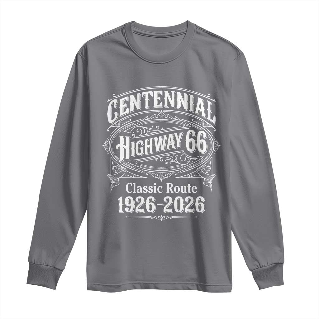 America Highway 66 Centennial 1926-2026 Classic Route Long Sleeve Shirt Vintage The Mother Road Victorian Filigree Graphic TS02 Charcoal Print Your Wear