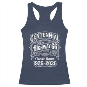 America Highway 66 Centennial 1926-2026 Classic Route Racerback Tank Top Vintage The Mother Road Victorian Filigree Graphic TS02 Navy Print Your Wear