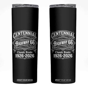 America Highway 66 Centennial 1926-2026 Classic Route Skinny Tumbler Vintage The Mother Road Victorian Filigree Graphic TS02 Black Print Your Wear