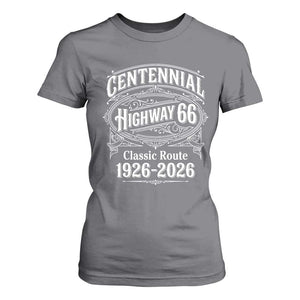 America Highway 66 Centennial 1926-2026 Classic Route T Shirt For Women Vintage The Mother Road Victorian Filigree Graphic TS02 Charcoal Print Your Wear