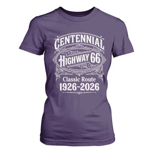 America Highway 66 Centennial 1926-2026 Classic Route T Shirt For Women Vintage The Mother Road Victorian Filigree Graphic TS02 Purple Print Your Wear