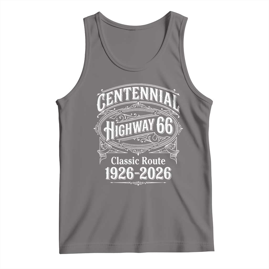 America Highway 66 Centennial 1926-2026 Classic Route Tank Top Vintage The Mother Road Victorian Filigree Graphic TS02 Deep Heather Print Your Wear