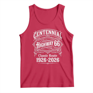 America Highway 66 Centennial 1926-2026 Classic Route Tank Top Vintage The Mother Road Victorian Filigree Graphic TS02 Red Print Your Wear