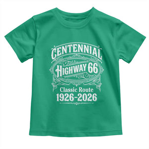America Highway 66 Centennial 1926-2026 Classic Route Toddler T Shirt Vintage The Mother Road Victorian Filigree Graphic TS02 Irish Green Print Your Wear