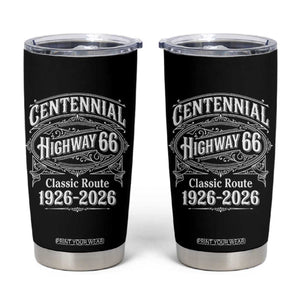 America Highway 66 Centennial 1926-2026 Classic Route Tumbler Cup Vintage The Mother Road Victorian Filigree Graphic TS02 Black Print Your Wear