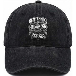 America Highway 66 Centennial 1926-2026 Classic Route Washed Cotton Baseball Cap Vintage The Mother Road Victorian Filigree Graphic TS02 Print Your Wear