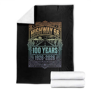 America Highway 66 100 Years Centennial 1926-2026 Throw Blanket Retro Desert Horizon The Mother Road Colorful Graphic TS02 Black Print Your Wear