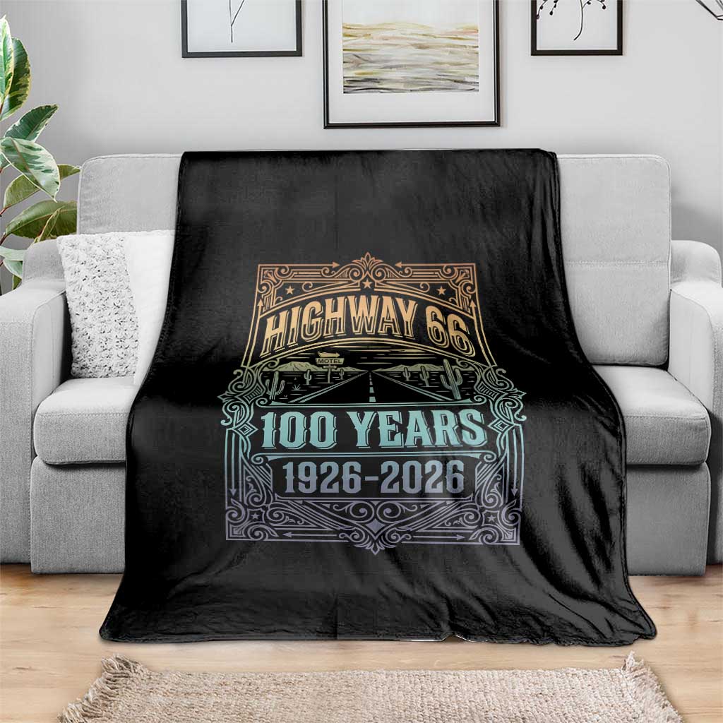 America Highway 66 100 Years Centennial 1926-2026 Throw Blanket Retro Desert Horizon The Mother Road Colorful Graphic TS02 Print Your Wear