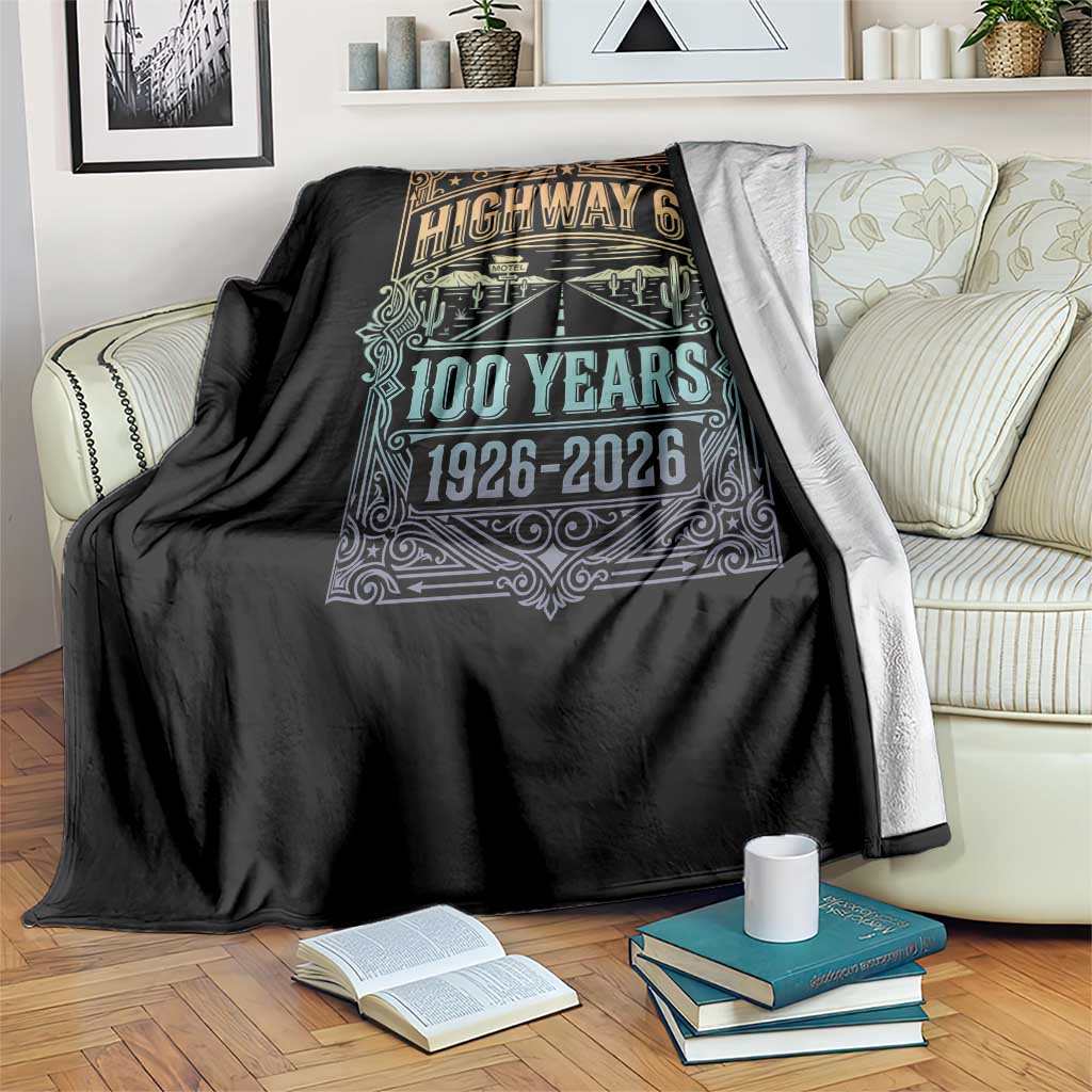America Highway 66 100 Years Centennial 1926-2026 Throw Blanket Retro Desert Horizon The Mother Road Colorful Graphic TS02 Print Your Wear