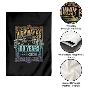 America Highway 66 100 Years Centennial 1926-2026 Garden Flag Retro Desert Horizon The Mother Road Colorful Graphic TS02 Print Your Wear