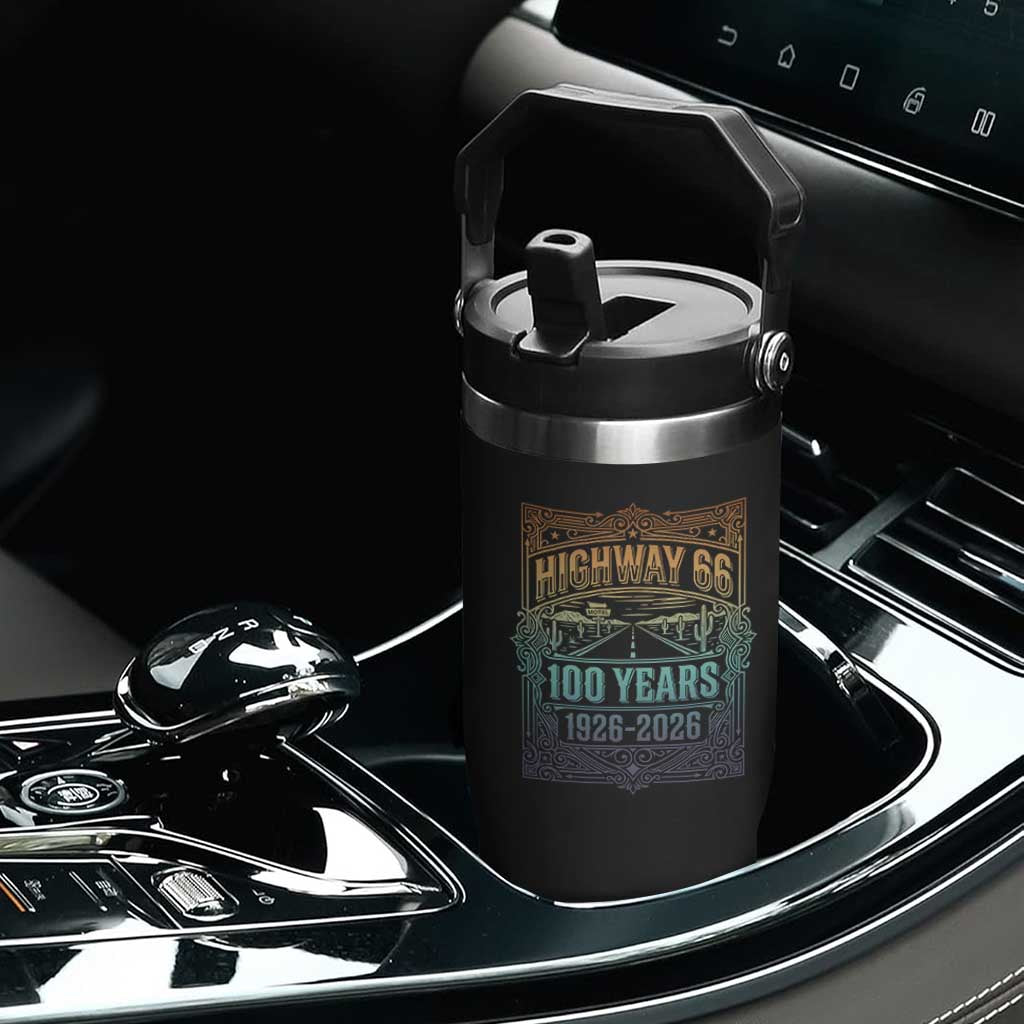 America Highway 66 100 Years Centennial 1926-2026 Flip Straw Tumbler Retro Desert Horizon The Mother Road Colorful Graphic TS02 Print Your Wear