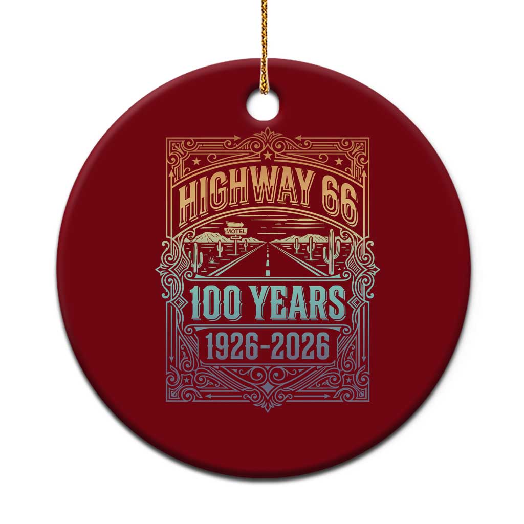 America Highway 66 100 Years Centennial 1926-2026 Ceramic Ornament Retro Desert Horizon The Mother Road Colorful Graphic TS02 1pc Red Print Your Wear