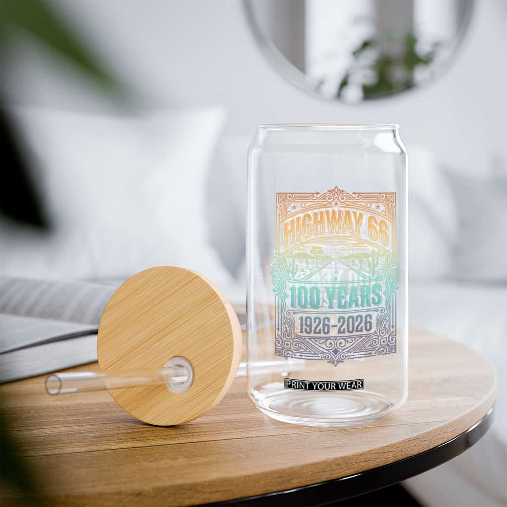 America Highway 66 100 Years Centennial 1926-2026 Glass Can Retro Desert Horizon The Mother Road Colorful Graphic TS02 Print Your Wear