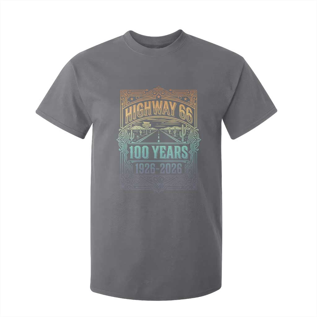 America Highway 66 100 Years Centennial 1926-2026 T Shirt For Kid Retro Desert Horizon The Mother Road Colorful Graphic TS02 Charcoal Print Your Wear