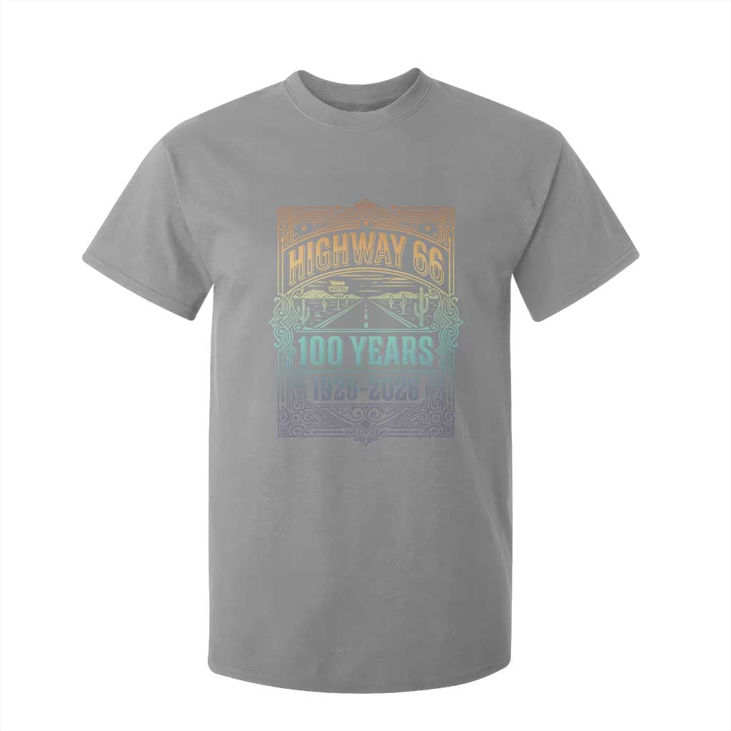America Highway 66 100 Years Centennial 1926-2026 T Shirt For Kid Retro Desert Horizon The Mother Road Colorful Graphic TS02 Sport Gray Print Your Wear