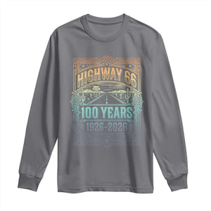 America Highway 66 100 Years Centennial 1926-2026 Long Sleeve Shirt Retro Desert Horizon The Mother Road Colorful Graphic TS02 Charcoal Print Your Wear