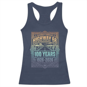 America Highway 66 100 Years Centennial 1926-2026 Racerback Tank Top Retro Desert Horizon The Mother Road Colorful Graphic TS02 Navy Print Your Wear