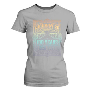 America Highway 66 100 Years Centennial 1926-2026 T Shirt For Women Retro Desert Horizon The Mother Road Colorful Graphic TS02 Sport Gray Print Your Wear