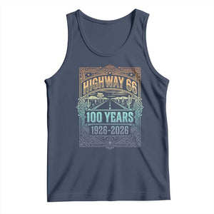 America Highway 66 100 Years Centennial 1926-2026 Tank Top Retro Desert Horizon The Mother Road Colorful Graphic TS02 Navy Print Your Wear