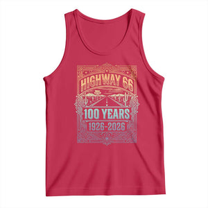 America Highway 66 100 Years Centennial 1926-2026 Tank Top Retro Desert Horizon The Mother Road Colorful Graphic TS02 Red Print Your Wear