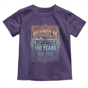 America Highway 66 100 Years Centennial 1926-2026 Toddler T Shirt Retro Desert Horizon The Mother Road Colorful Graphic TS02 Purple Print Your Wear