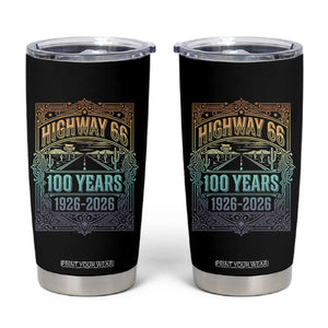 America Highway 66 100 Years Centennial 1926-2026 Tumbler Cup Retro Desert Horizon The Mother Road Colorful Graphic TS02 Black Print Your Wear