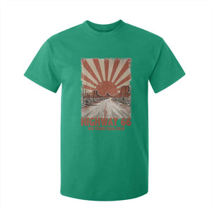 Highway 66 Main Street of America Sunset Horizon T Shirt For Kid Centennial 1926-2026 Retro Desert Sunburst Graphic TS02 Irish Green Print Your Wear