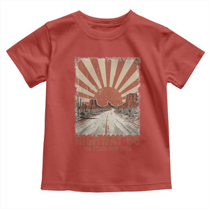 Highway 66 Main Street of America Sunset Horizon Toddler T Shirt Centennial 1926-2026 Retro Desert Sunburst Graphic TS02 Red Print Your Wear