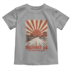 Highway 66 Main Street of America Sunset Horizon Toddler T Shirt Centennial 1926-2026 Retro Desert Sunburst Graphic TS02 Sport Gray Print Your Wear