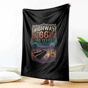 Highway 66 100 Years of the Mother Road Throw Blanket Centennial 1926-2026 Desert Oasis Retro Rainbow Graphic TS02 Print Your Wear