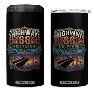 Highway 66 100 Years of the Mother Road 4 in 1 Can Cooler Tumbler Centennial 1926-2026 Desert Oasis Retro Rainbow Graphic TS02 One Size: 16 oz Black Print Your Wear