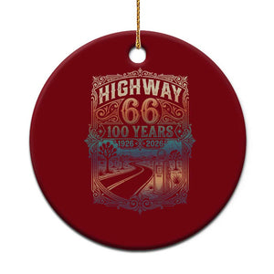Highway 66 100 Years of the Mother Road Ceramic Ornament Centennial 1926-2026 Desert Oasis Retro Rainbow Graphic TS02 1pc Red Print Your Wear