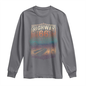 Highway 66 100 Years of the Mother Road Long Sleeve Shirt Centennial 1926-2026 Desert Oasis Retro Rainbow Graphic TS02 Charcoal Print Your Wear