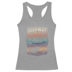 Highway 66 100 Years of the Mother Road Racerback Tank Top Centennial 1926-2026 Desert Oasis Retro Rainbow Graphic TS02 Sport Gray Print Your Wear