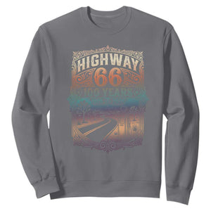 Highway 66 100 Years of the Mother Road Sweatshirt Centennial 1926-2026 Desert Oasis Retro Rainbow Graphic TS02 Charcoal Print Your Wear