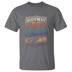 Highway 66 100 Years of the Mother Road T Shirt Centennial 1926-2026 Desert Oasis Retro Rainbow Graphic TS02 Charcoal Print Your Wear