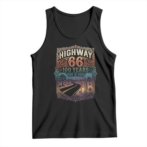 Highway 66 100 Years of the Mother Road Tank Top Centennial 1926-2026 Desert Oasis Retro Rainbow Graphic TS02 Black Print Your Wear