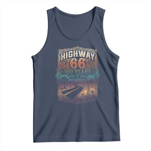 Highway 66 100 Years of the Mother Road Tank Top Centennial 1926-2026 Desert Oasis Retro Rainbow Graphic TS02 Navy Print Your Wear