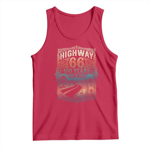 Highway 66 100 Years of the Mother Road Tank Top Centennial 1926-2026 Desert Oasis Retro Rainbow Graphic TS02 Red Print Your Wear
