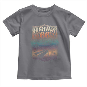 Highway 66 100 Years of the Mother Road Toddler T Shirt Centennial 1926-2026 Desert Oasis Retro Rainbow Graphic TS02 Charcoal Print Your Wear