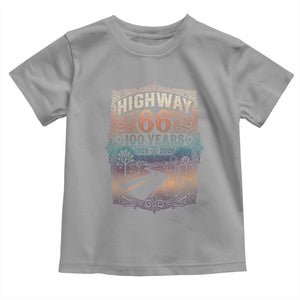 Highway 66 100 Years of the Mother Road Toddler T Shirt Centennial 1926-2026 Desert Oasis Retro Rainbow Graphic TS02 Sport Gray Print Your Wear