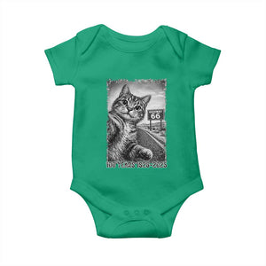 Funny Road Trip Cat Selfie with Highway 66 Baby Onesie Centennial 1926-2026 Historic Highway Humor TS02 Irish Green Print Your Wear
