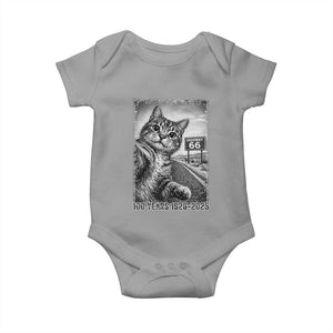 Funny Road Trip Cat Selfie with Highway 66 Baby Onesie Centennial 1926-2026 Historic Highway Humor TS02 Sport Gray Print Your Wear
