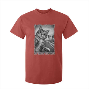 Funny Road Trip Cat Selfie with Highway 66 T Shirt For Kid Centennial 1926-2026 Historic Highway Humor TS02 Red Print Your Wear